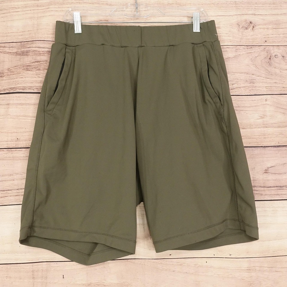 32 Degrees Shorts Mens L Green Athletic Stretch Drawstring 10 Inseam Pockets
